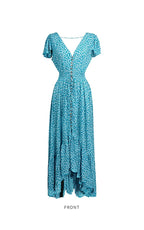 JuliaFashion - Sexy Backless Blue Maxi Dress