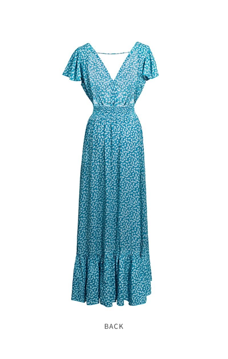 JuliaFashion - Sexy Backless Blue Maxi Dress