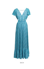 JuliaFashion - Sexy Backless Blue Maxi Dress