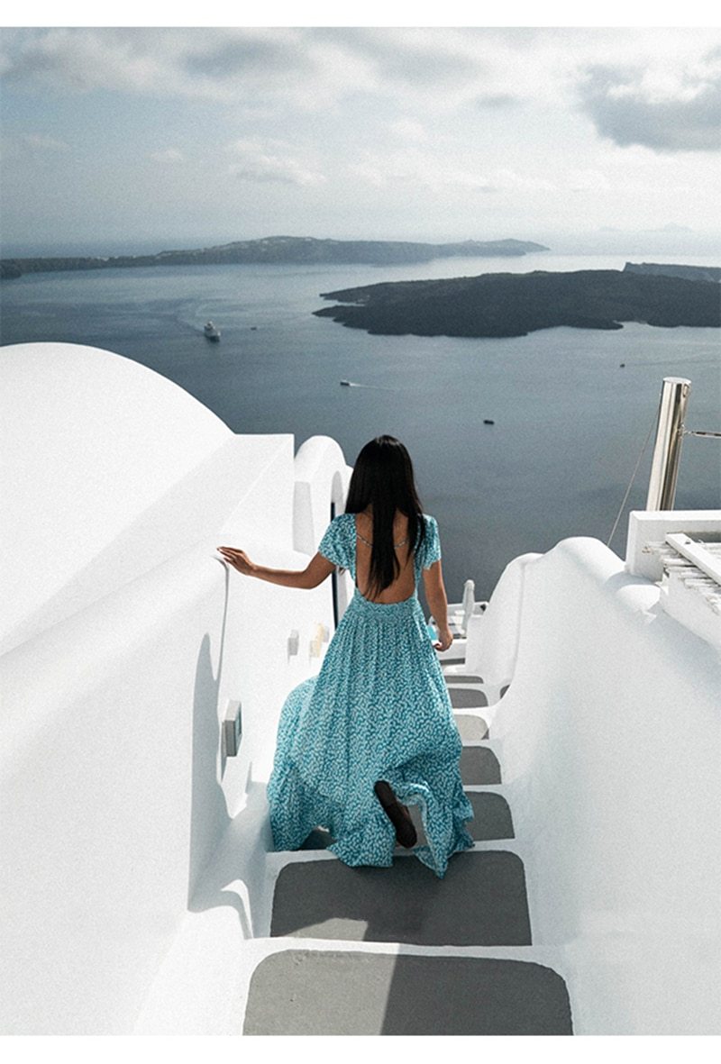 JuliaFashion - Sexy Backless Blue Maxi Dress