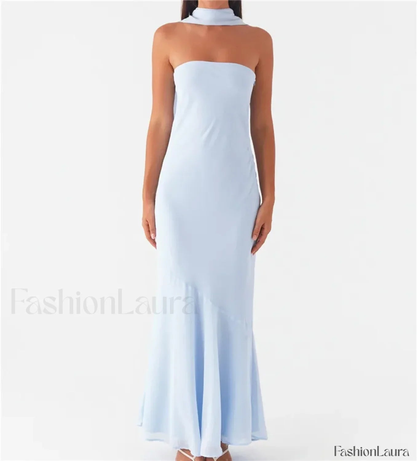 Sexy Backless Mesh Floral Dress blue / S