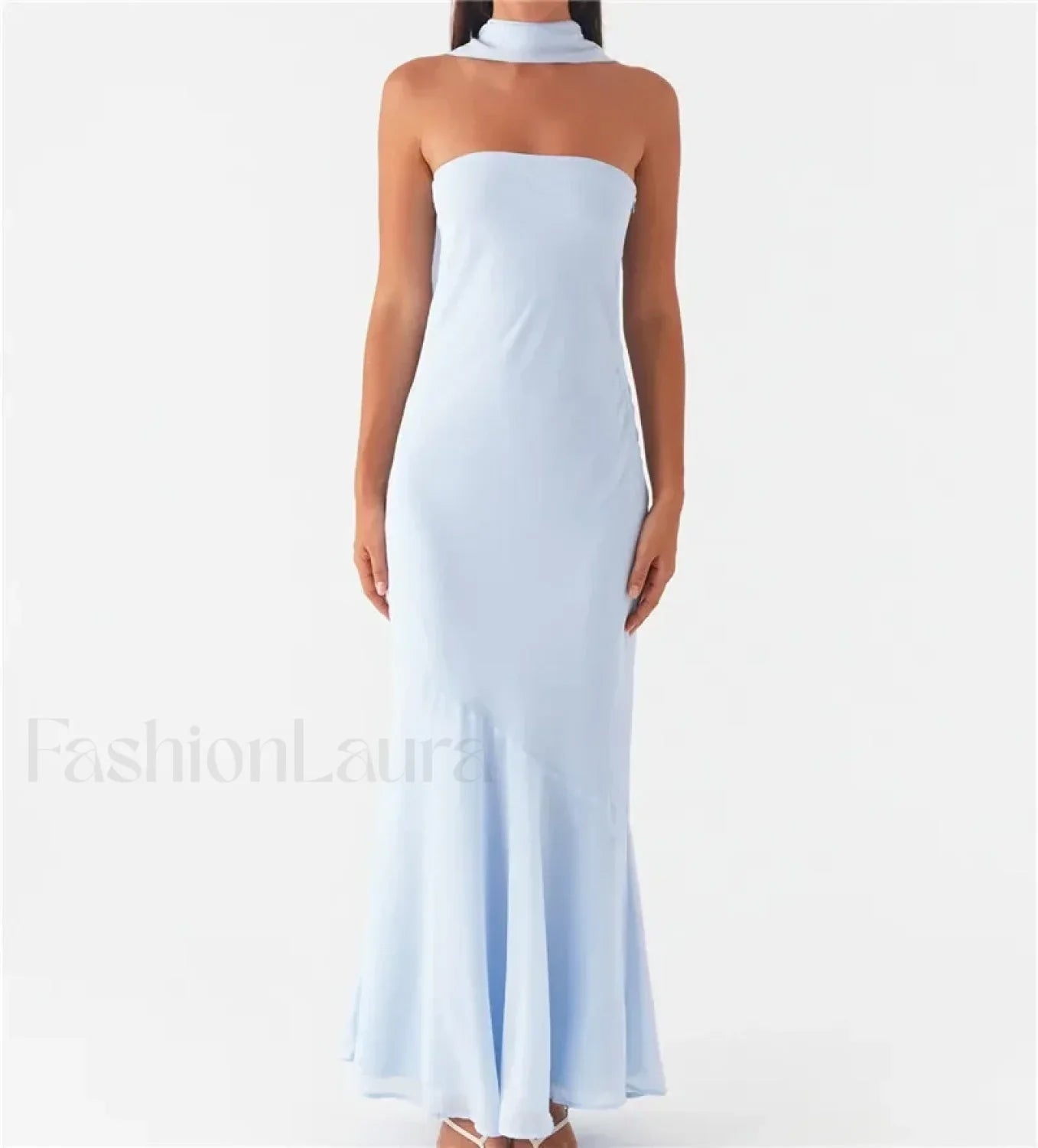 Sexy Backless Mesh Floral Dress blue / S