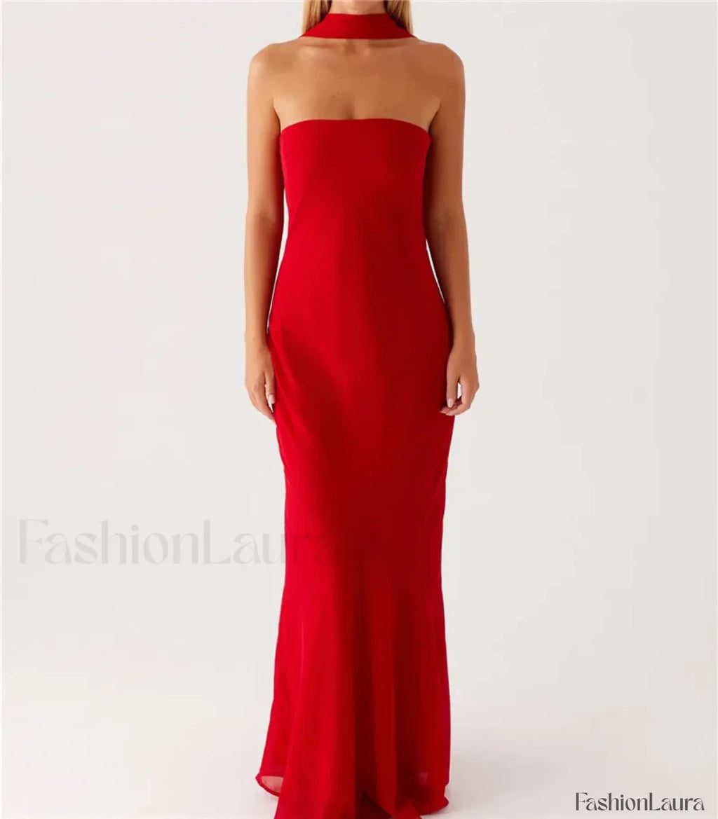 Sexy Backless Mesh Floral Dress red 1 / S