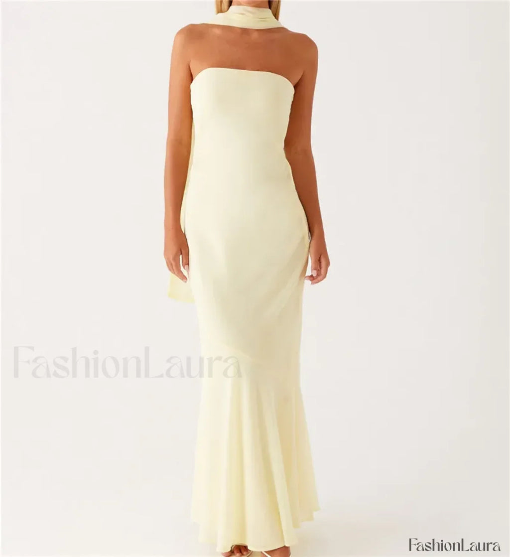 Sexy Backless Mesh Floral Dress yellow / S