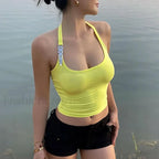 Sexy Backless Simple Halter Tank Crop Top