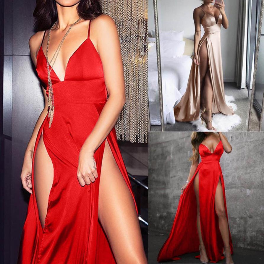 JuliaFashion - Sexy High-Split Maxi Evening Party Dress