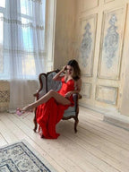 JuliaFashion - Sexy High-Split Maxi Evening Party Dress