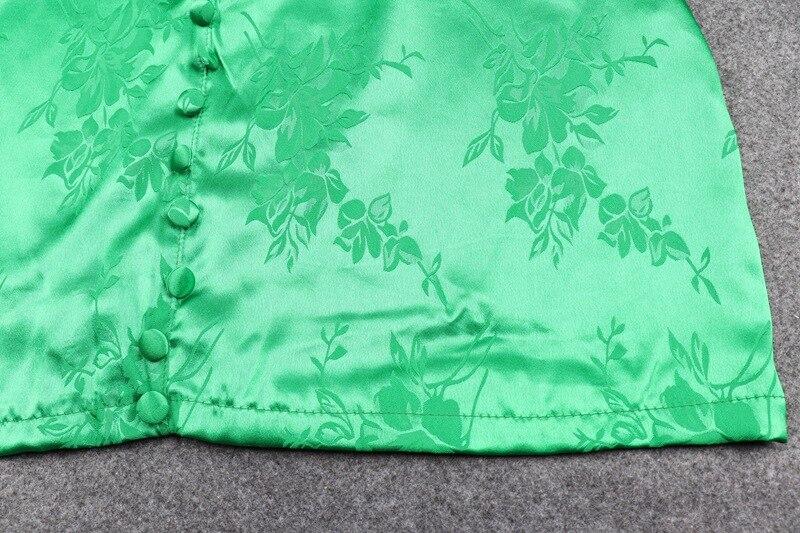 JuliaFashion - Sexy Lantern Sleeve Green Mini Dress