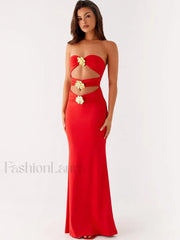 Sexy Metal Rose Floral Dress