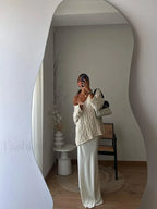 Sexy Solid Off Shoulder Deep V Neck Knitted Long Sleeve Women’s Pullover Sweater Sweaters L