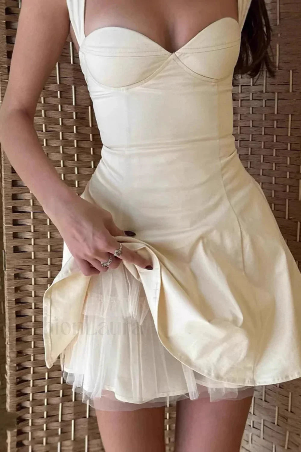 Sexy Tube Top Drawstring Waist A Line Mesh Mini Dress