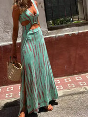 Sexy V Neck Backless Boho Dress