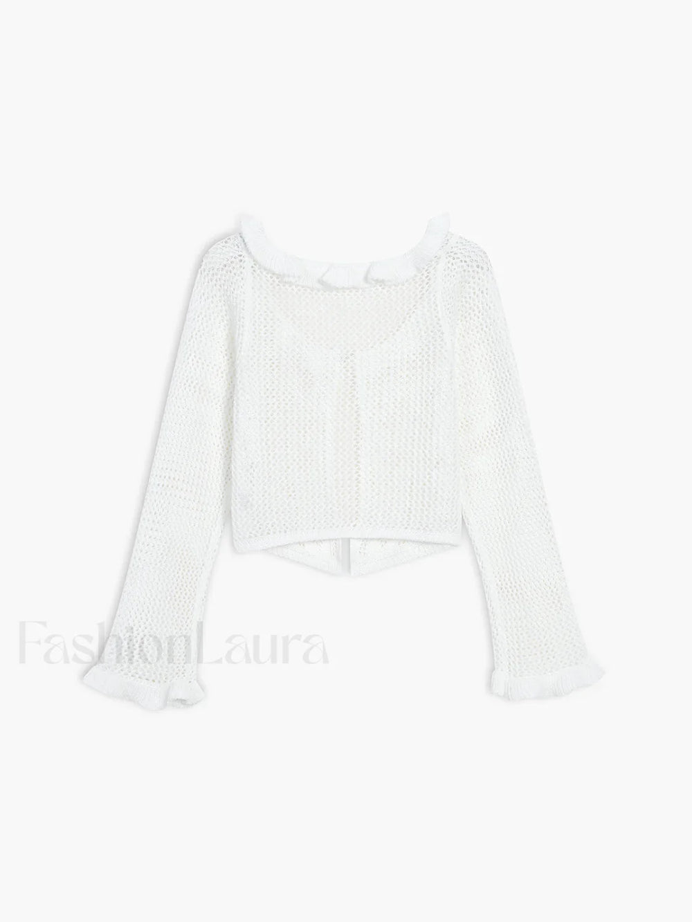 Sheer Crochet Eyelet Fly Away Cardigan Cardigans