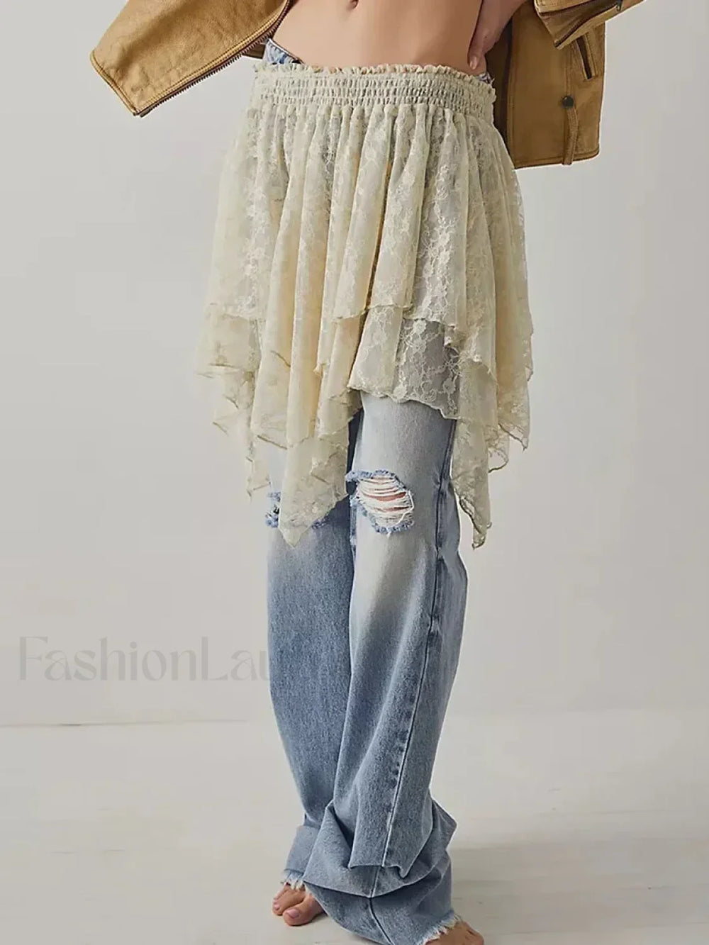 Sheer Floral Lace Mini Skirt