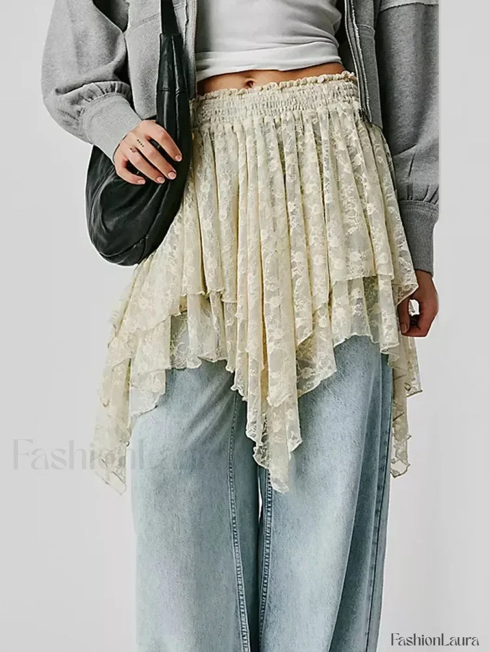 Sheer Floral Lace Mini Skirt