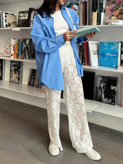 Sheer Lace Graceful Wide Leg Pants Pants