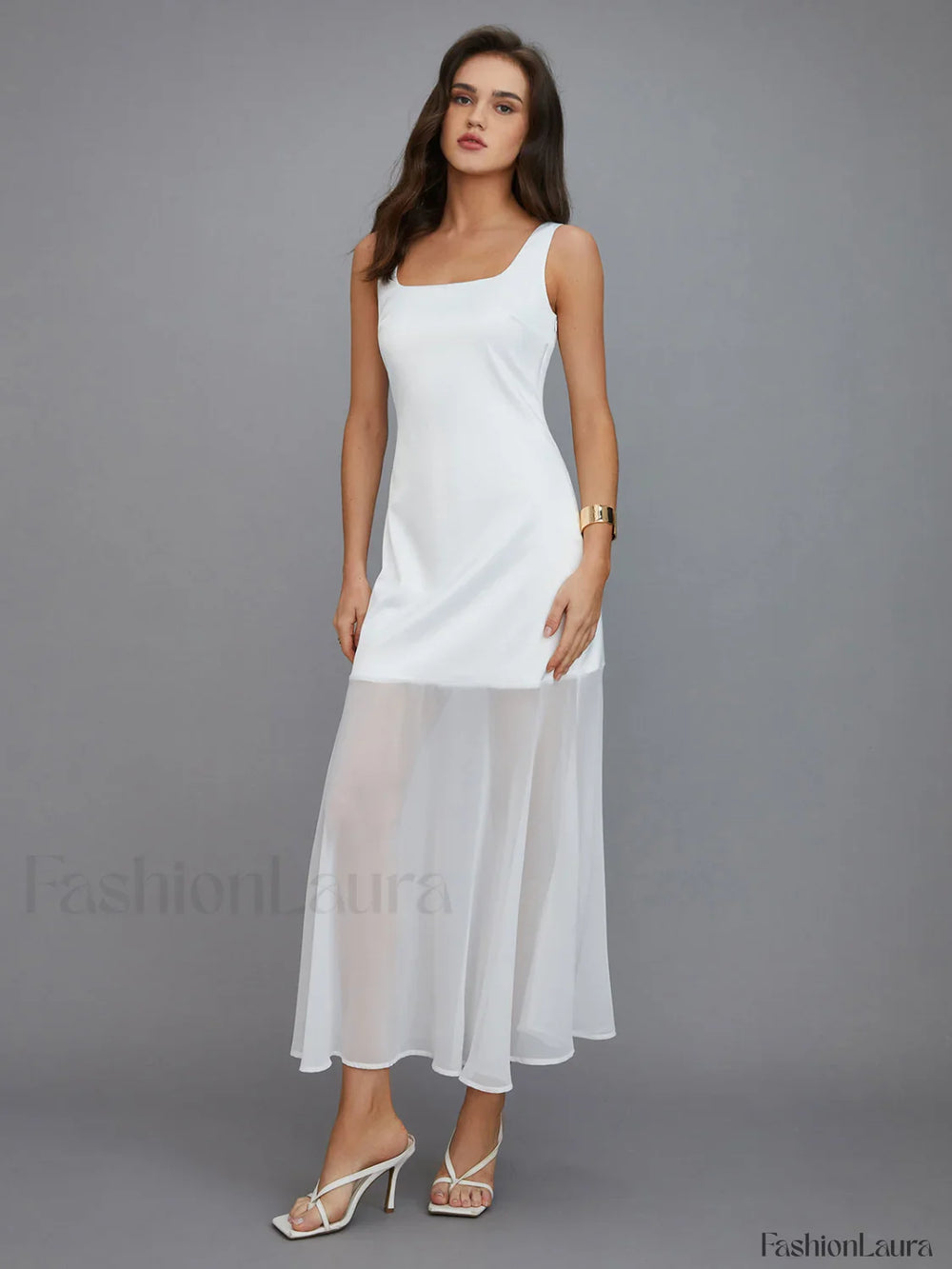 Sheer Overlay Long Dress Dresses