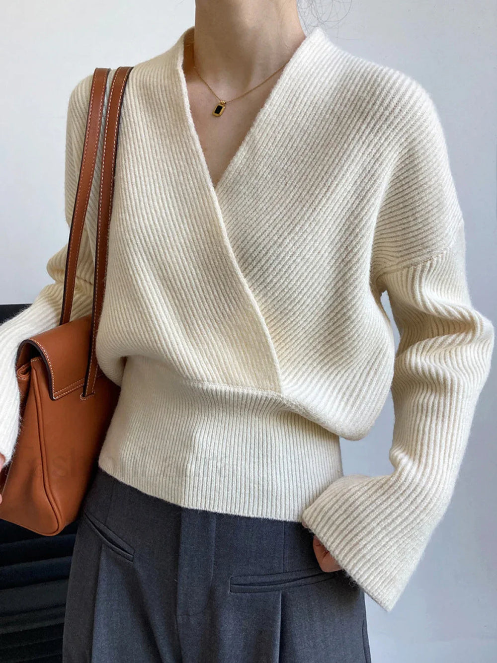 She’s Effortless Graceful Wrap Sweater Sweaters L