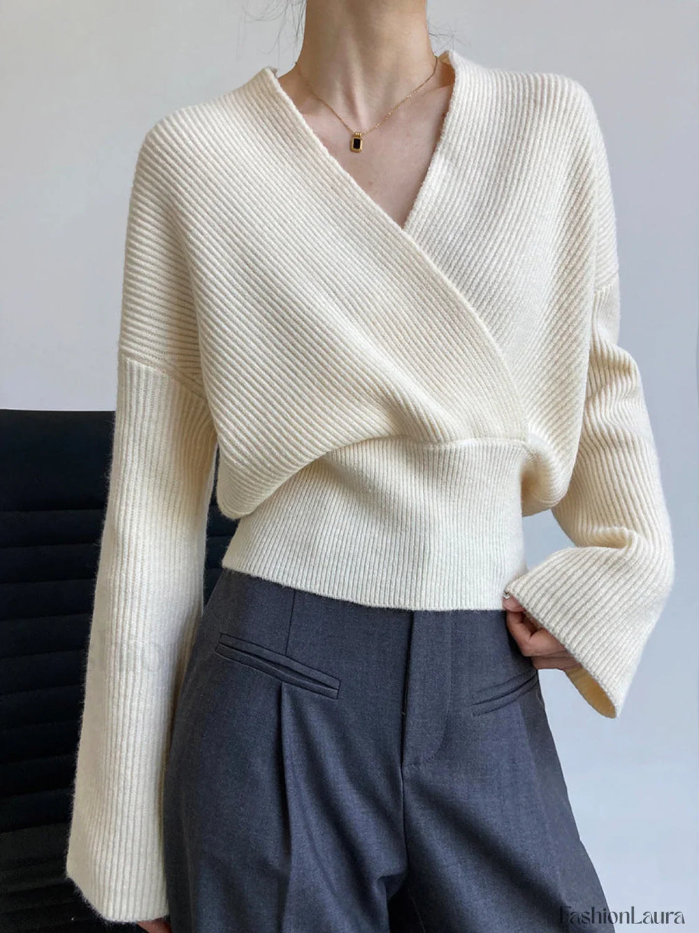 She’s Effortless Graceful Wrap Sweater Sweaters L