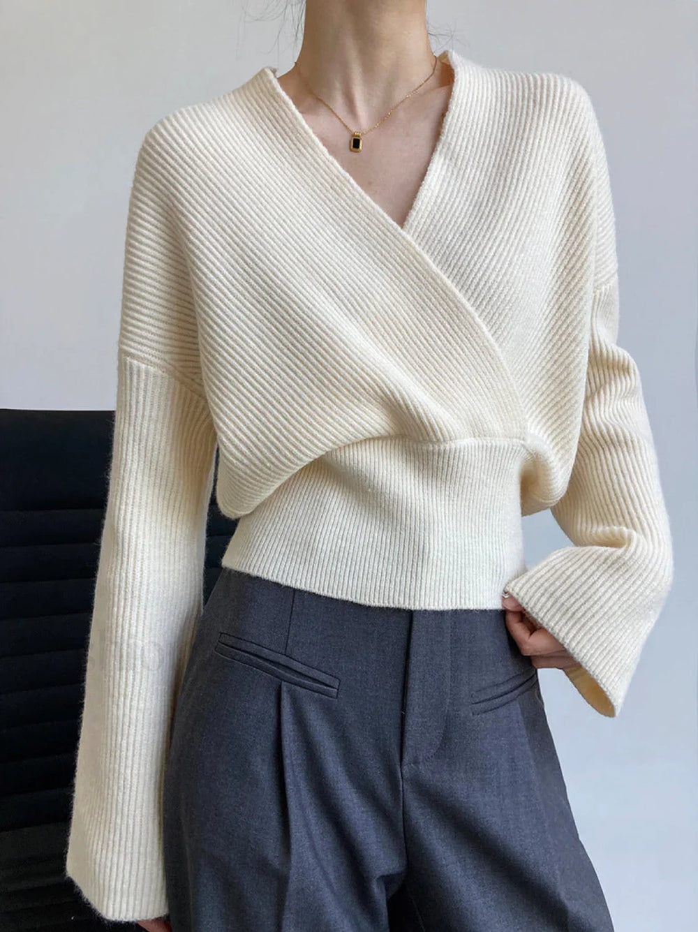 She’s Effortless Graceful Wrap Sweater Sweaters L