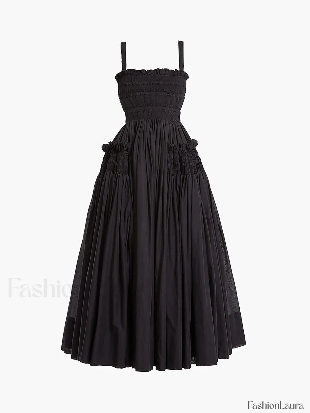 Shirred Pleated Graceful Cami Long Dress Dresses