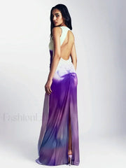 Shirring Backless Long Maxi Dress