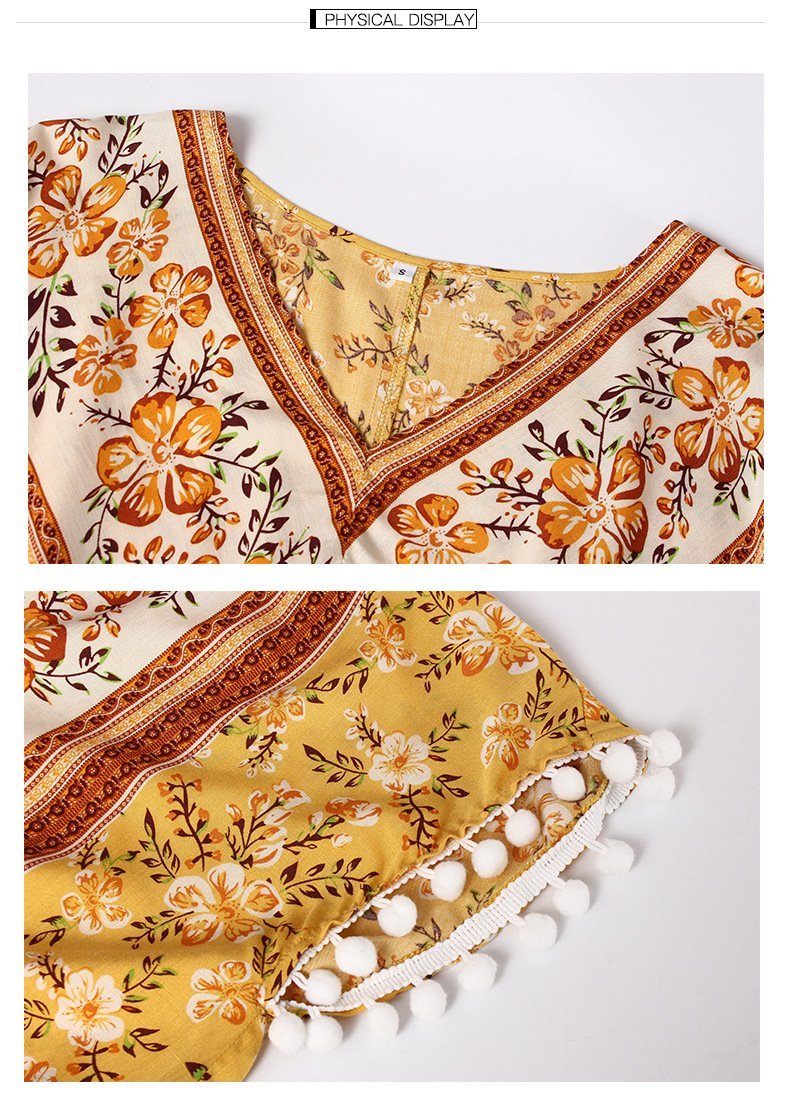 JuliaFashion - Short Sleeve Geometric Print Boho Dress