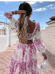 Short Sleeve Printed Boho Dress