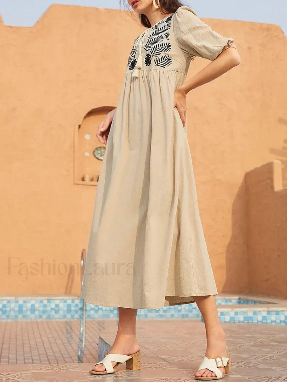 Short Sleeve Printed Boho Dress