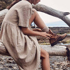 JuliaFashion - Short Sleeve Solid Midi Summer Dress