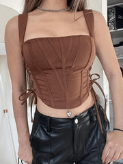 Side Lace Up Corset Top Tops&Tees