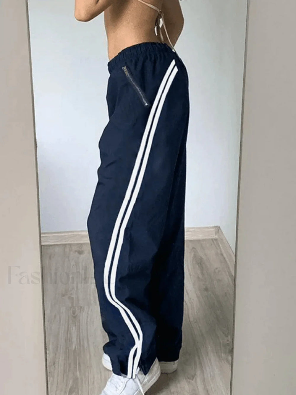 Side Stripe Baggy Jogger Pants Blue / S Pants