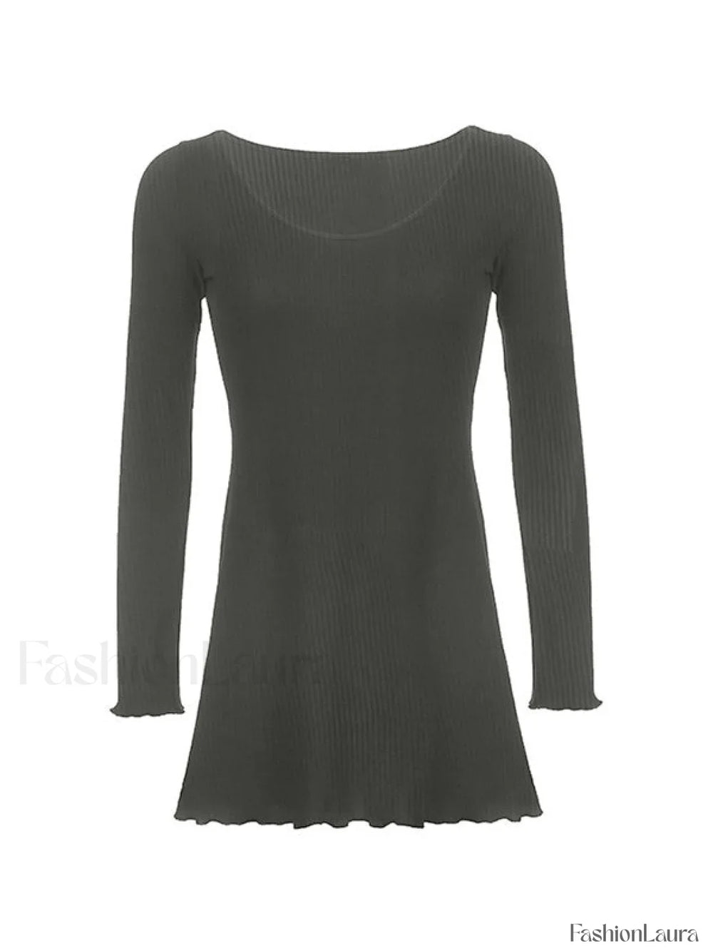 Simple Knitted Long Sleeve Mini Dress Mini Dresses