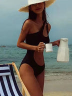 Single Shoulder Hollow Out One Piece