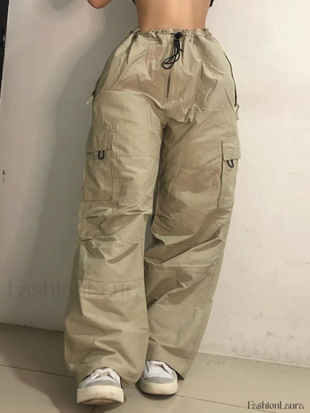 Size Friendly Low Waist Parachute Cargo Pants Cargo Pants