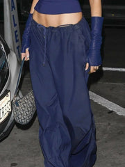 Size Friendly Low Waist Parachute Cargo Pants Cargo Pants