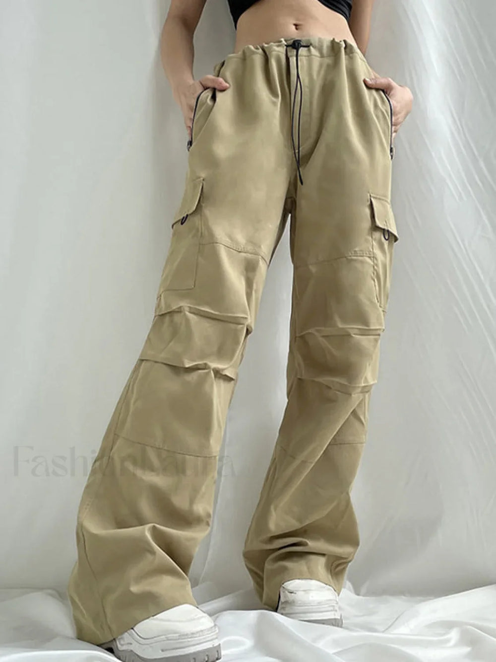 Size Friendly Low Waist Parachute Cargo Pants Cargo Pants