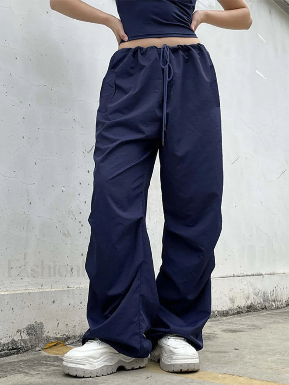 Size Friendly Low Waist Parachute Cargo Pants Cargo Pants