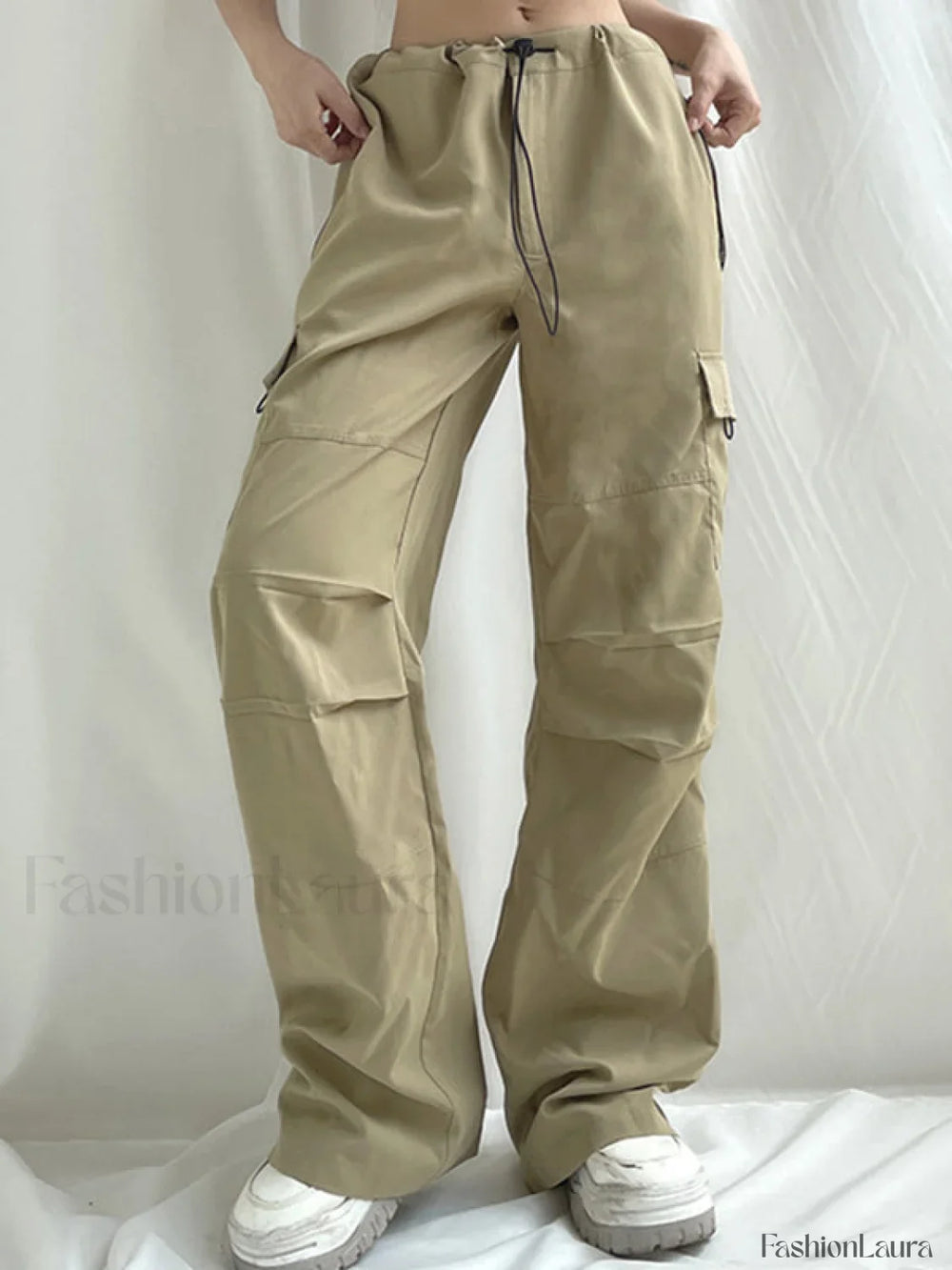 Size Friendly Low Waist Parachute Cargo Pants Cargo Pants