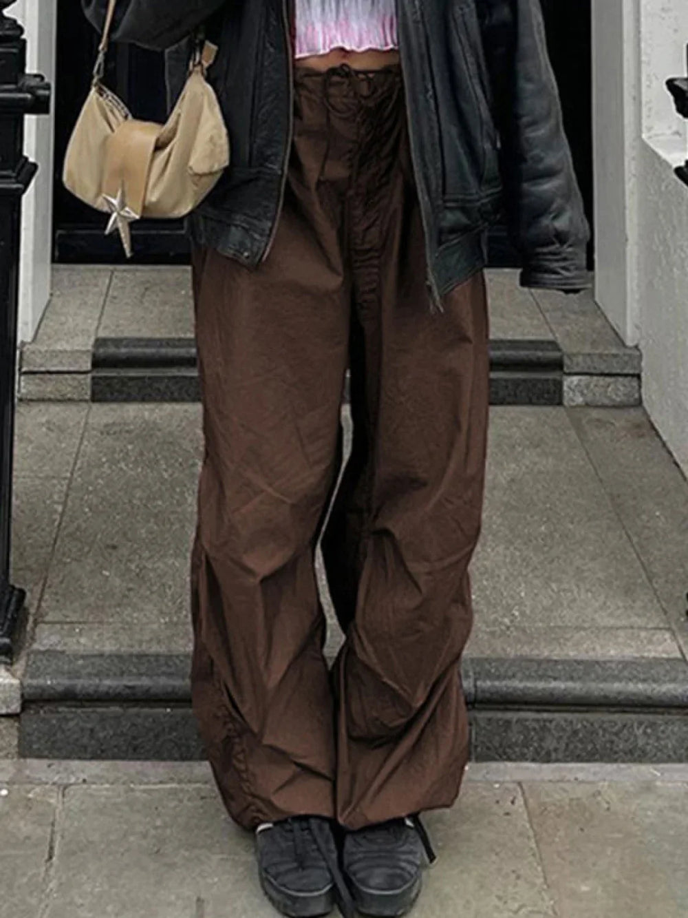 Size Friendly Low Waist Parachute Cargo Pants Cargo Pants