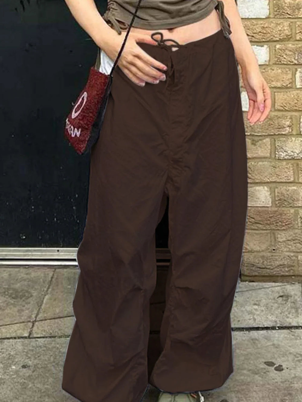 Size Friendly Low Waist Parachute Cargo Pants Cargo Pants