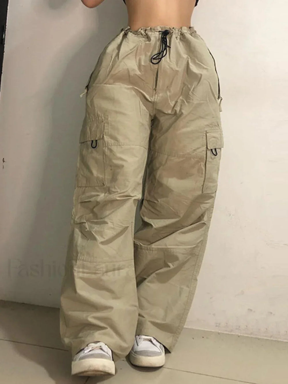Size Friendly Low Waist Parachute Cargo Pants Cargo Pants