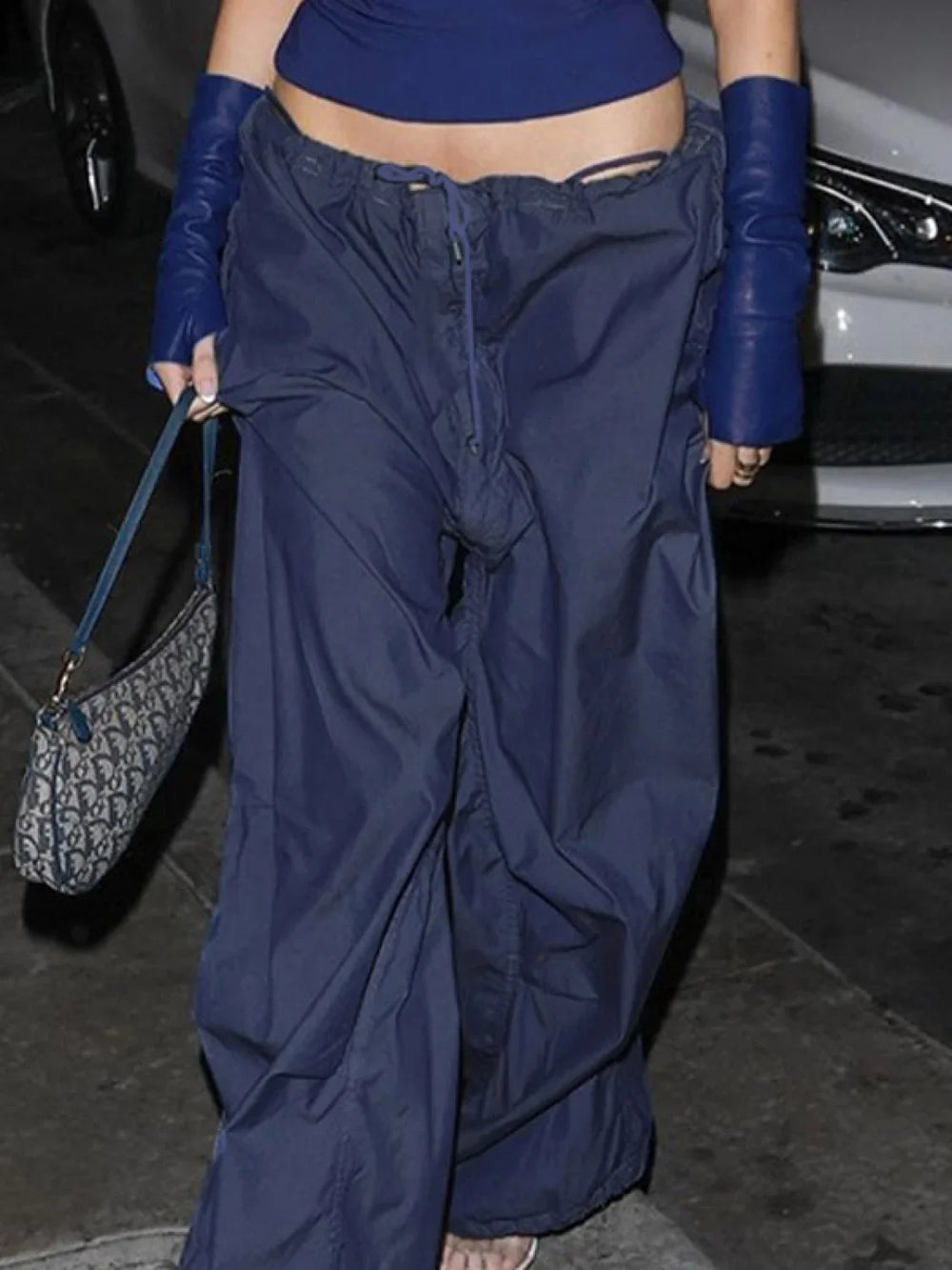 Size Friendly Low Waist Parachute Cargo Pants Cargo Pants