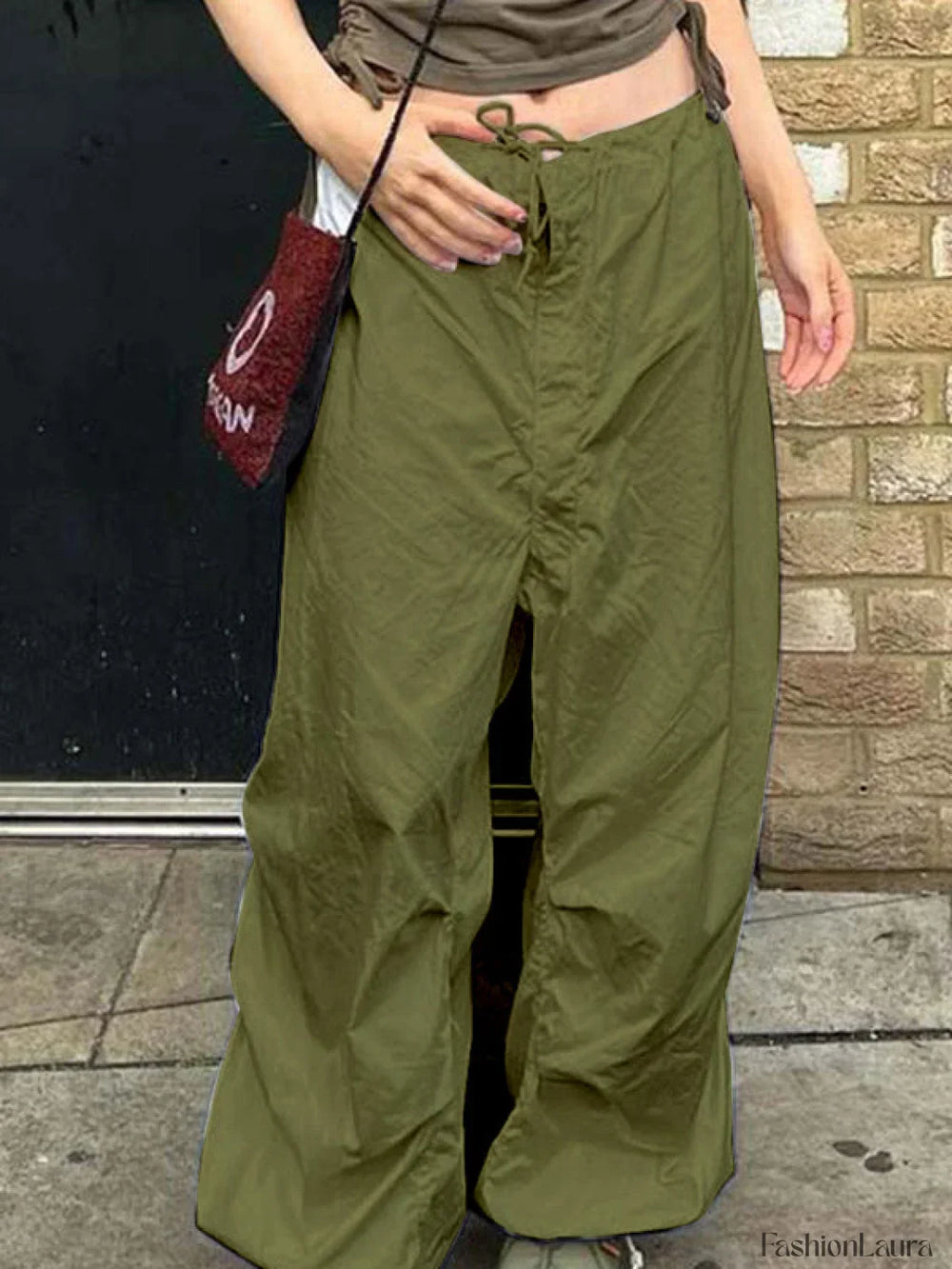 Size Friendly Low Waist Parachute Cargo Pants Cargo Pants