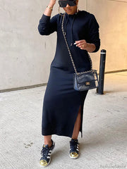 Slant Pockets Hoodie Dress Sweatshirts & Hoodies L