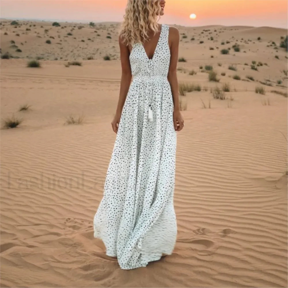 Sleeveless A Line Patchwork Boho Dress