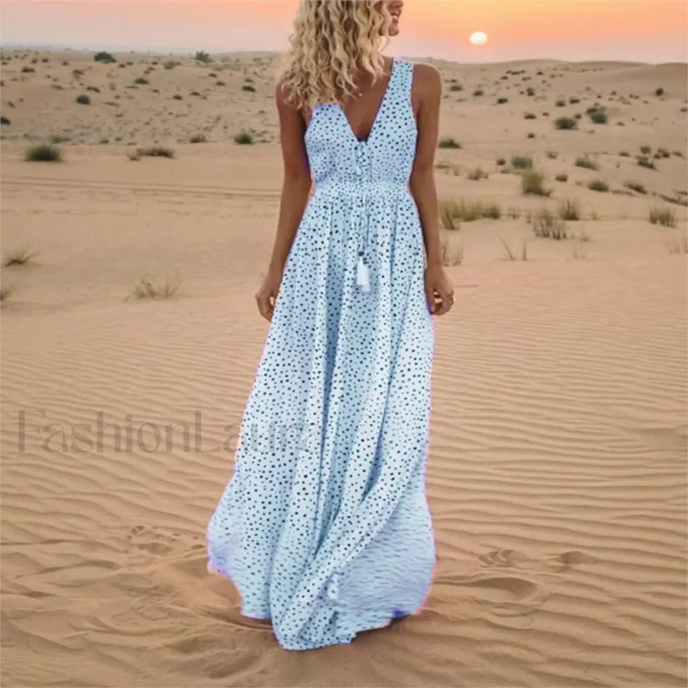 Sleeveless A Line Patchwork Boho Dress