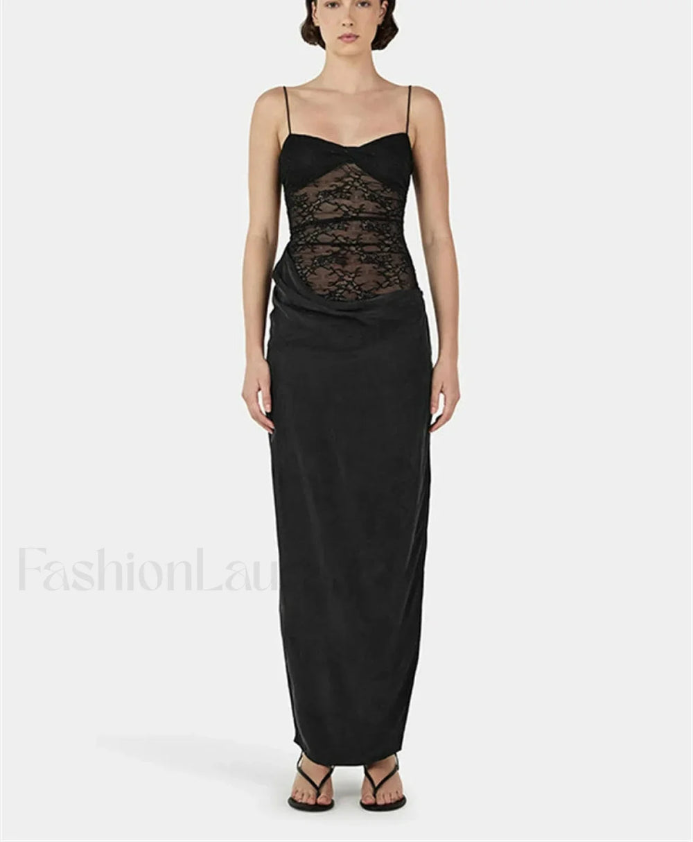 Sleeveless Bodycon Fashion Maxi Dress Black / S