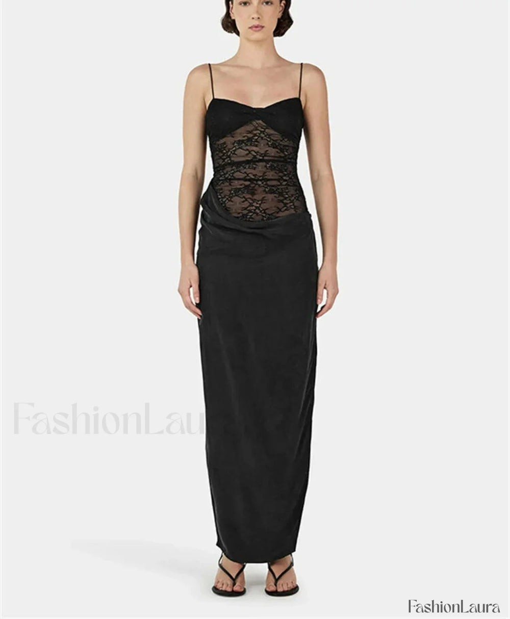 Sleeveless Bodycon Fashion Maxi Dress Black / S