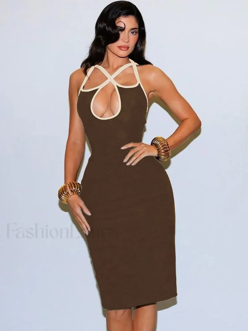 Sleeveless Cami Midi Dress Coffee / S